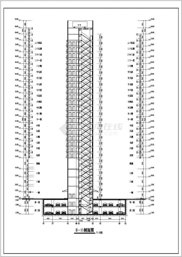 经典24层住宅楼建筑设计方案图纸-图二