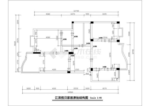 杭州市江滨花园小区120平米户型全套施工设计CAD图纸-图二