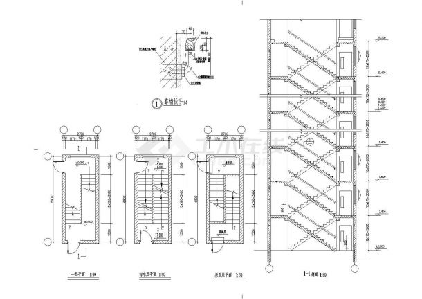 某楼梯CAD全套平立面详图-图二