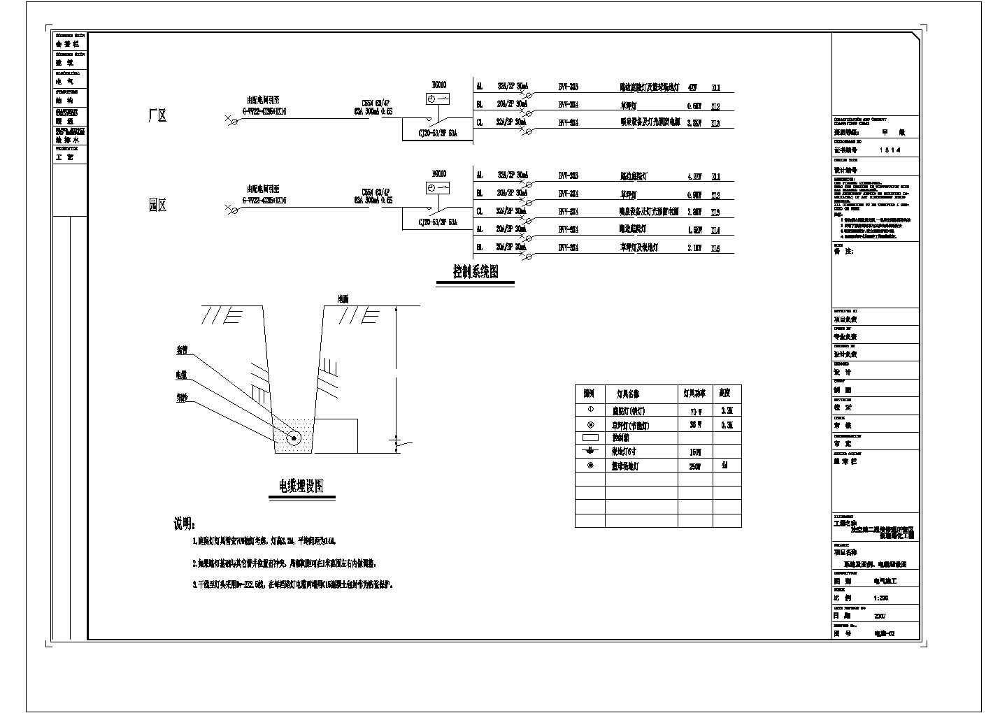 园区景观照明设计施工电气图