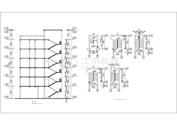 1300平米6层砖混结构住宅楼建筑设计CAD图纸（地下商铺）-图一
