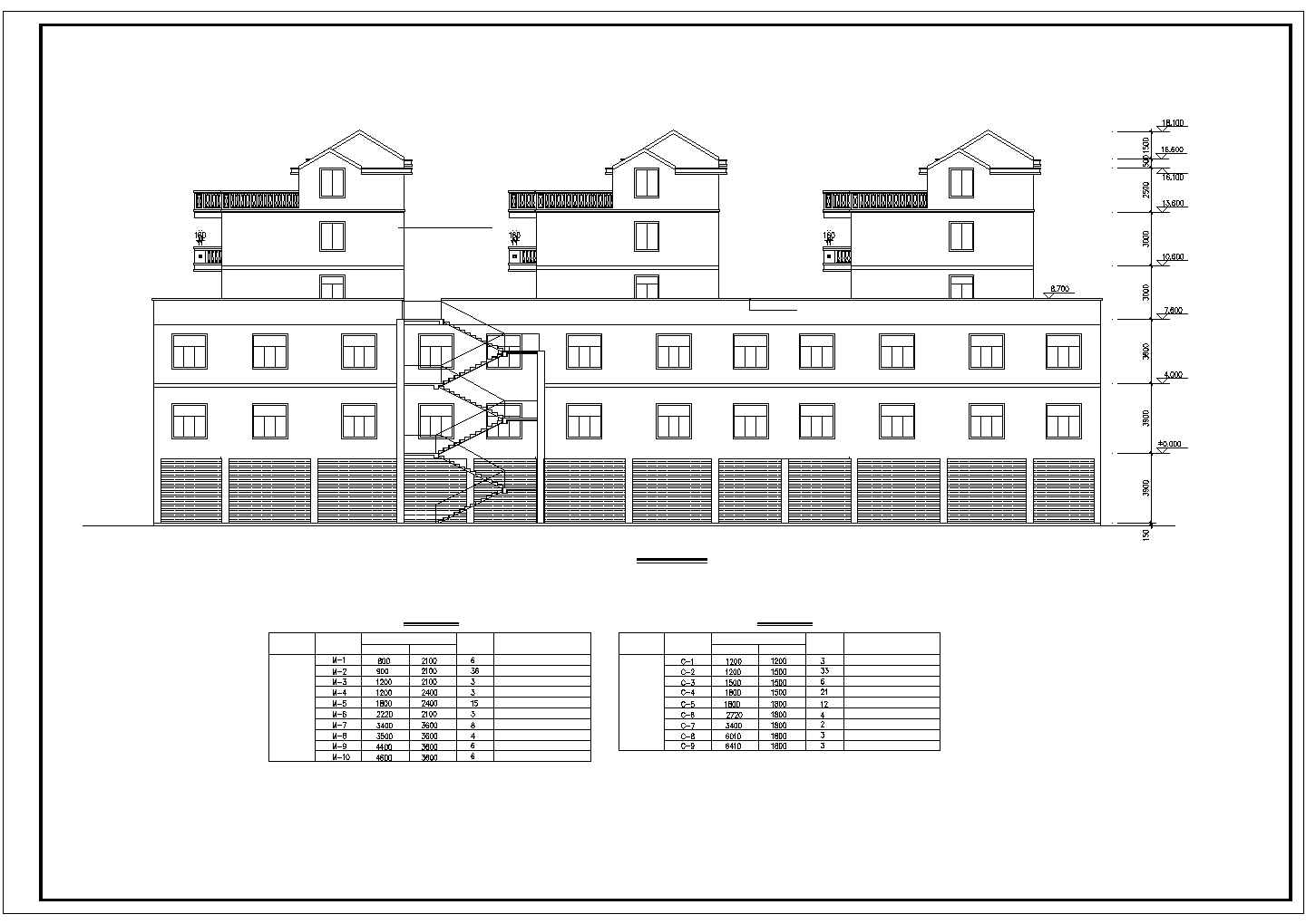 北京某小区6层框架结构商住楼建筑设计CAD图纸（1-3层商用）