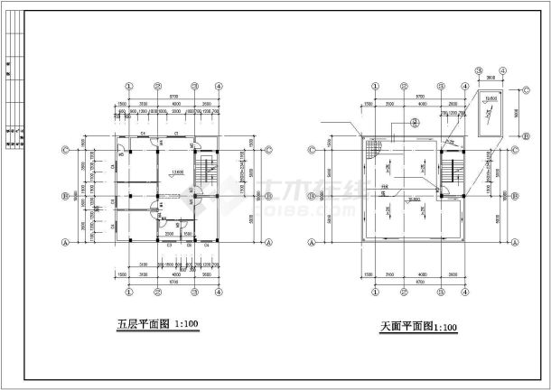 790平米左右5层砖混结构商业综合楼建筑设计CAD图纸-图二