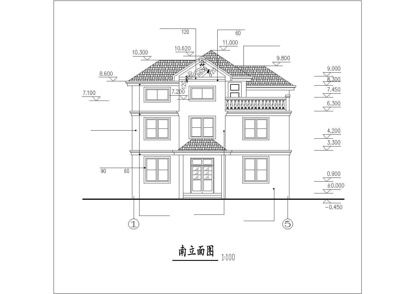 370平米2+1层砖混结构独栋别墅建筑设计CAD图纸（含阁楼）