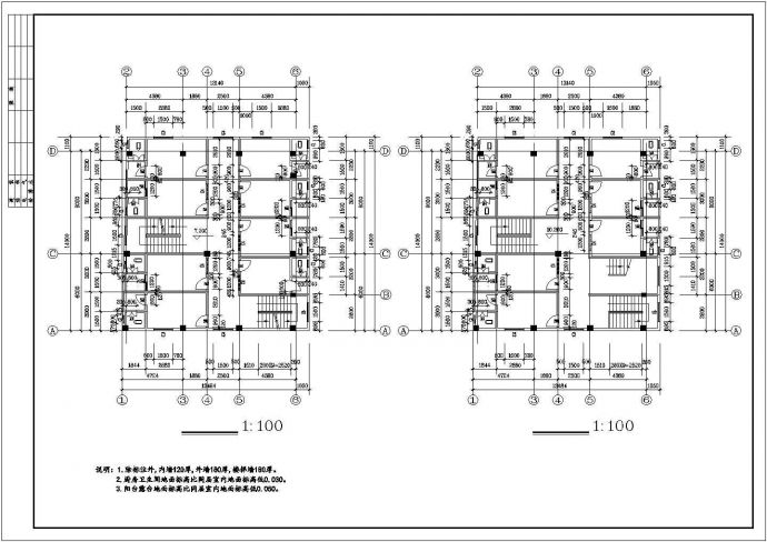 深圳市某工业区2200平米4层框混结构宿舍楼建筑设计CAD图纸_图1