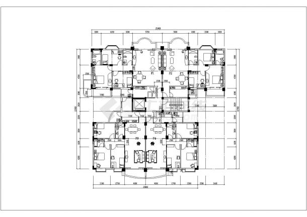 包头市某新建小区高层住宅楼标准层平面设计CAD图纸（共11张）-图一