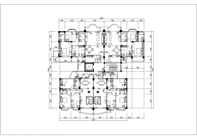 包头市某新建小区高层住宅楼标准层平面设计CAD图纸（共11张）_图1