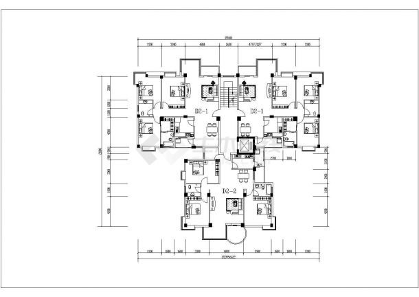 包头市某新建小区高层住宅楼标准层平面设计CAD图纸（共11张）-图二