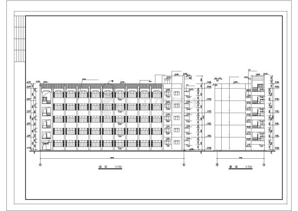 厦门市5层框架结构教学楼全套建筑施工cad图纸（包括建筑施工图设计说明）-图一