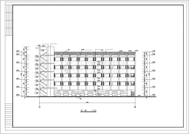 厦门市5层框架结构教学楼全套建筑施工cad图纸（包括建筑施工图设计说明）-图二