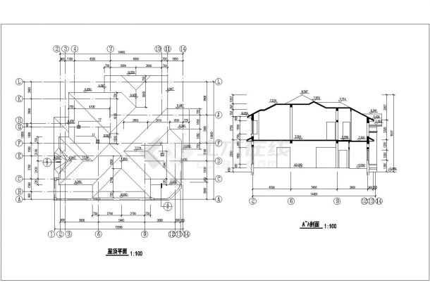 抚顺市阳泾新村某2层砖混结构单体乡村别墅建筑设计CAD图纸-图一