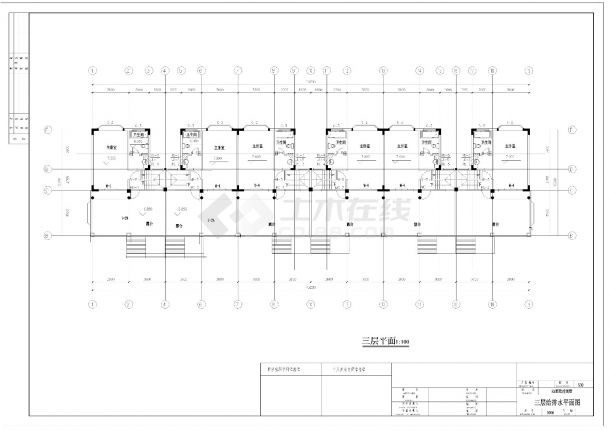 3层6户联排别墅给排水工程CAD图-图二