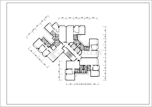 湖州市某新建小区高层住宅楼标准层平面设计CAD图纸（6张）-图一