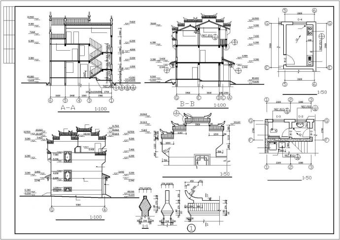 某现代化村镇250平米3层砖混结构单体别墅建筑设计CAD图纸_图1
