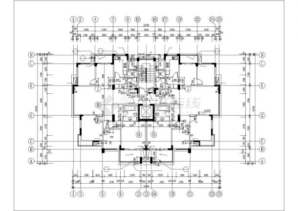 1万平米左右12层框混结构住宅楼全套建筑设计CAD图纸-图二