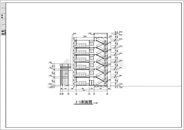 无锡某小区4900平米6层框架结构商住楼建筑设计CAD图纸（1-2层商用）-图一