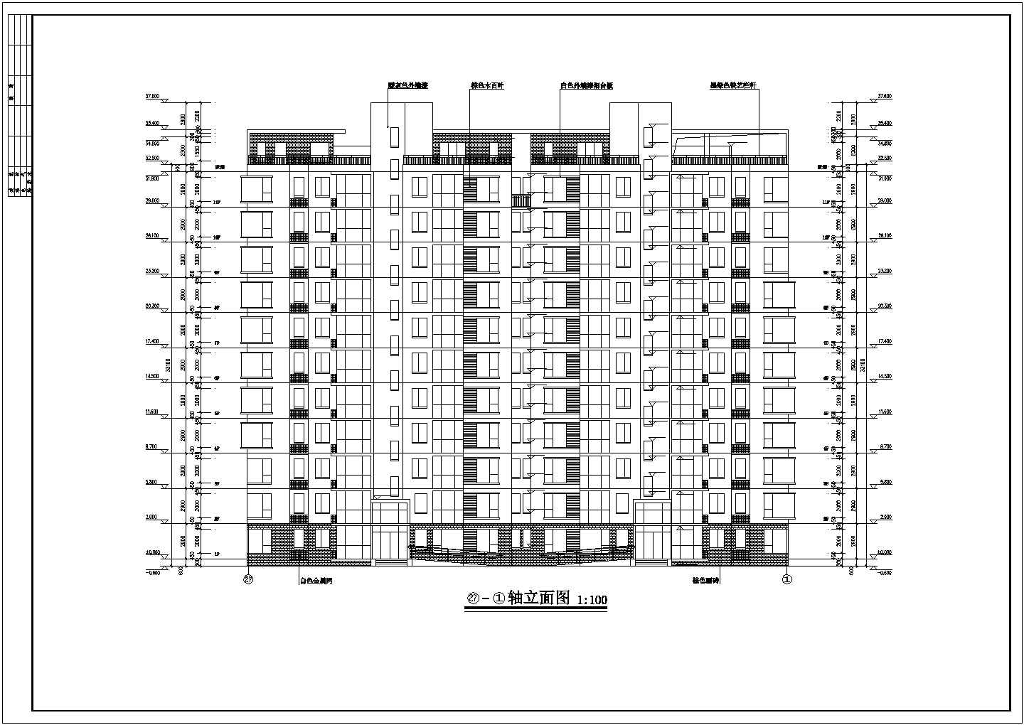 8000平米11+1层框架结构住宅楼建筑设计CAD图纸（含机房层）