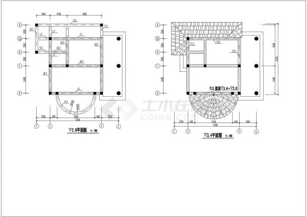 南京某中山风景区售票亭建筑施工全套设计cad图纸-图一