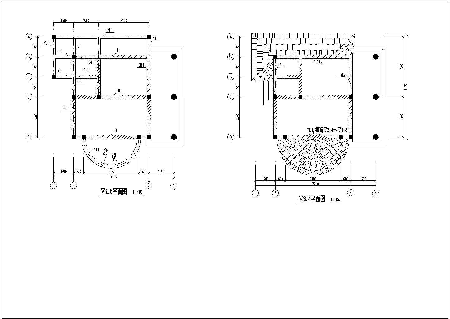 南京某中山风景区售票亭建筑施工全套设计cad图纸
