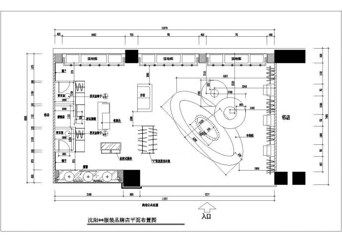 【上海】某地品牌服装店室内装修方案CAD全套图_图1
