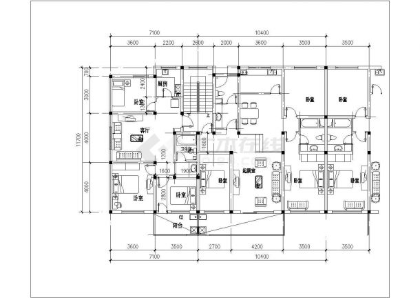 芜湖市安宇花园小区80-120平米的热门户型设计CAD图纸-图二