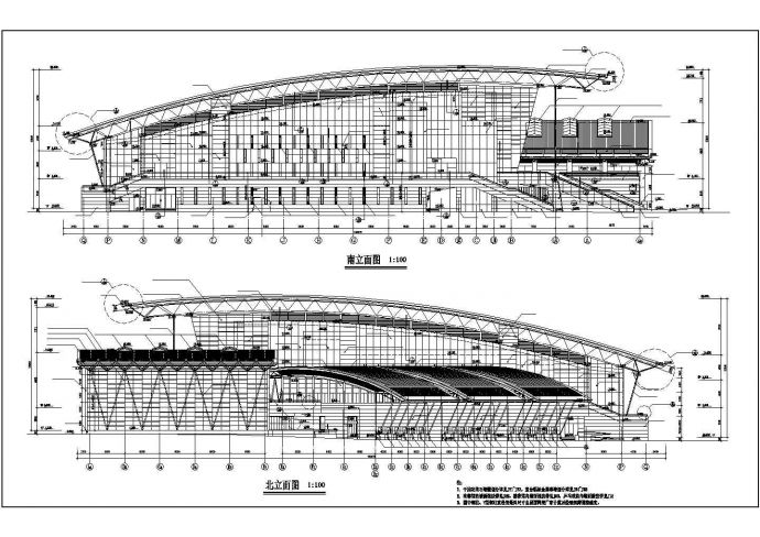 某地大学体育活动中心全套施工设计cad图纸_图1