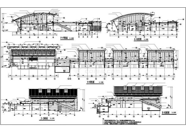 某地大学体育活动中心全套施工设计cad图纸-图二