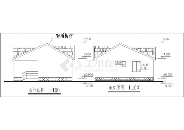 衢州市联合村某单层砖混结构小型民居住宅楼建筑设计CAD图纸-图一