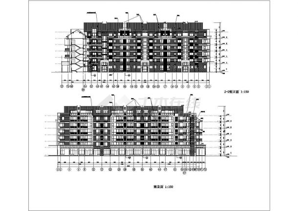 北京某小区1.1万平米七层U型框架结构住宅楼建筑设计CAD图纸-图一