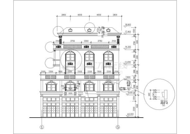 重庆市某社区5层砖混结构别墅式商住楼建筑设计CAD图纸（1层商用）-图二