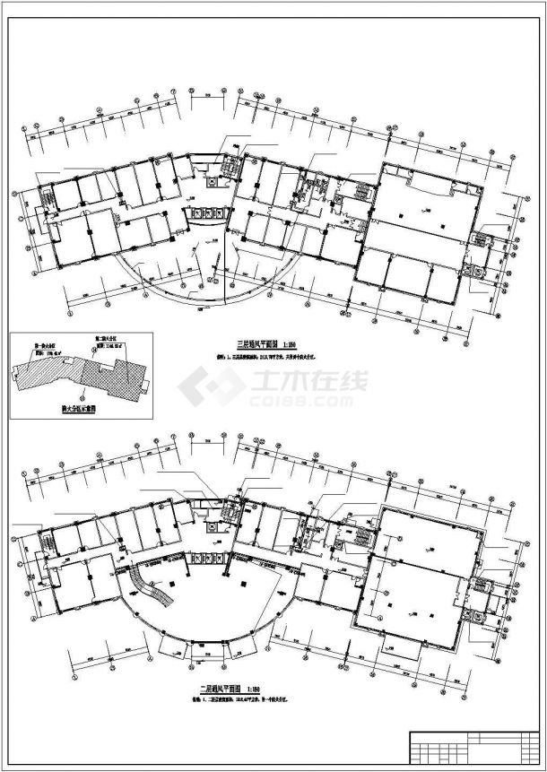沈阳某商业街1.8万平米11层框架结构商务酒店暖通系统设计CAD图纸-图一