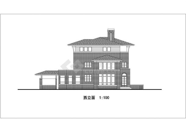 占地125平米3层框架结构单体别墅建筑设计CAD图纸-图一