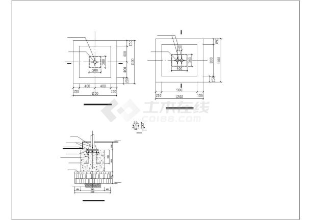 上海市某休闲公园内部休闲膜亭全套建筑设计CAD图纸-图二