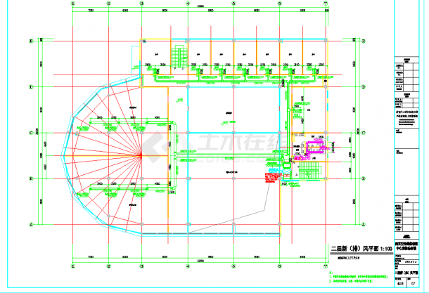 [南京]多层某保税物流中心海关大厅空调设计cad平面施工图纸-图一