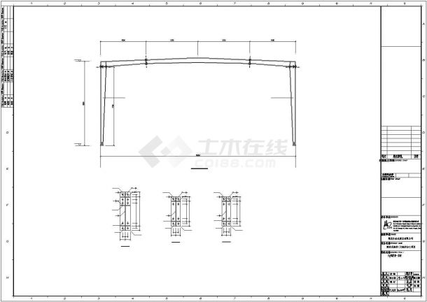 某单层门式刚架结构锅炉房设计方案CAD图纸-图一