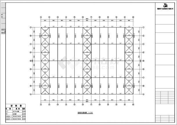 某16米四跨钢结构厂房设计方案CAD图纸-图二