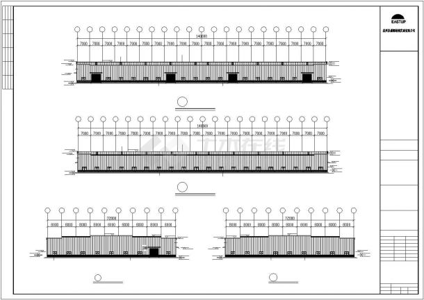 某24米三跨钢结构厂房建筑设计方案CAD图纸-图二