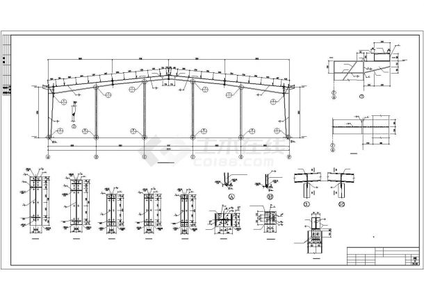 某单层轻钢结构厂房结构设计方案CAD图纸-图二