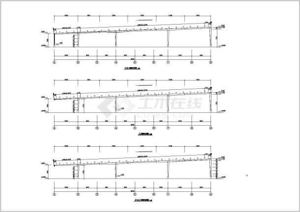 某对跨钢结构门刚厂房结构设计方案CAD图纸-图二