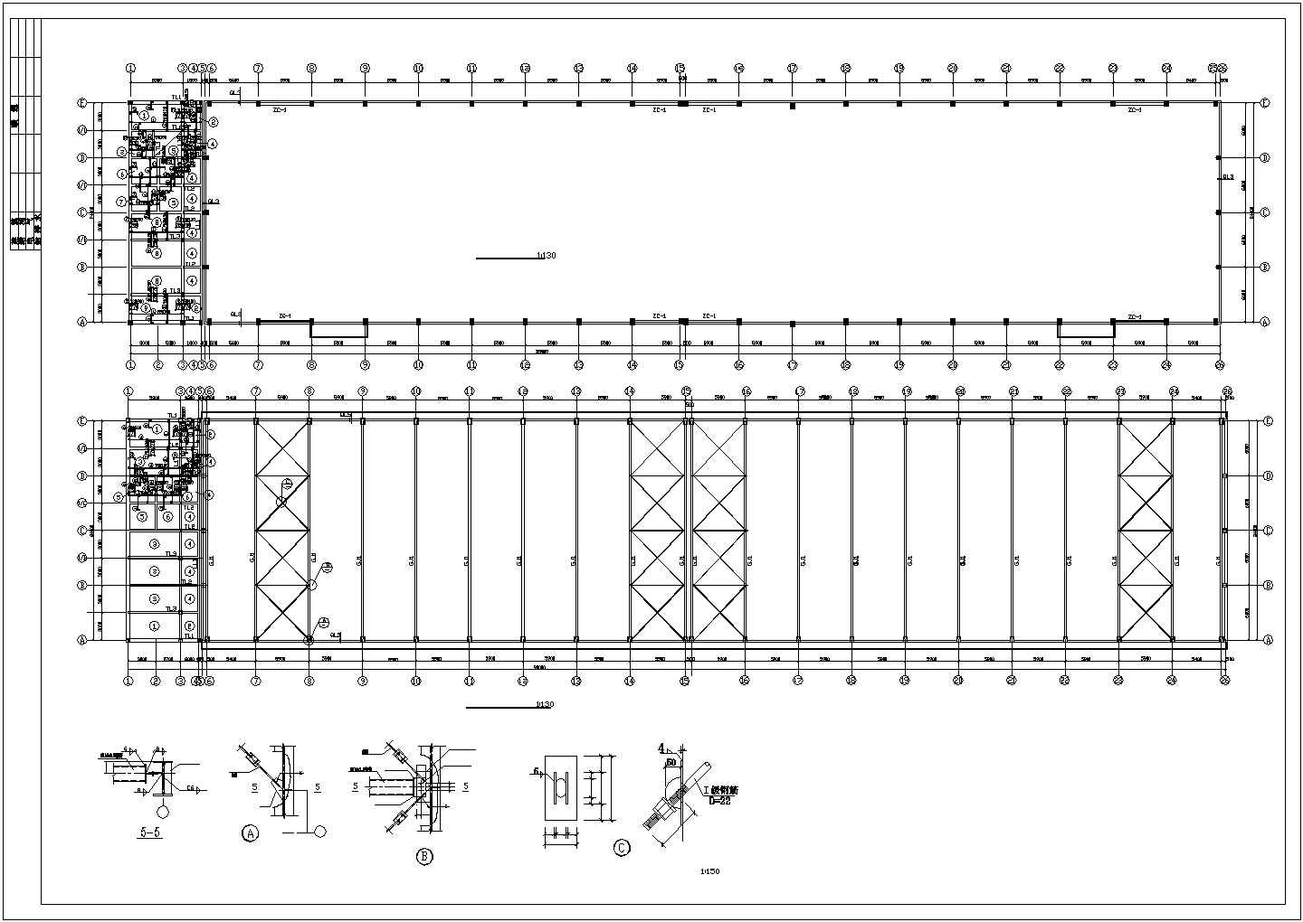 某开发区厂房钢结构设计方案CAD图纸