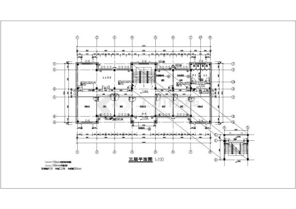 某三层简约式办公楼建筑全套施工设计cad图纸(含设计说明)-图二