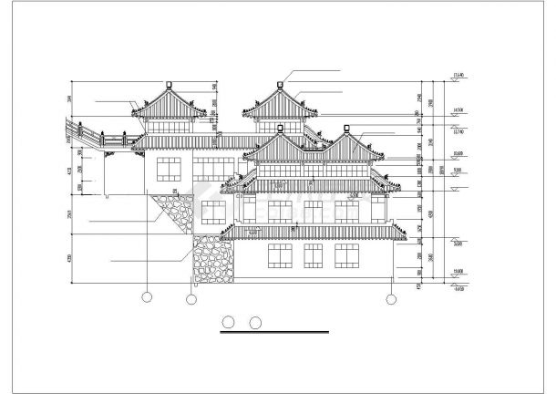 烟台市某商业街3层钢混框架结构商业办公楼立面设计CAD图纸-图一