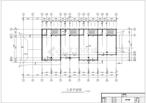 扬州市某商业街2800平米3层框架结构仿古商业楼建筑设计CAD图纸-图一
