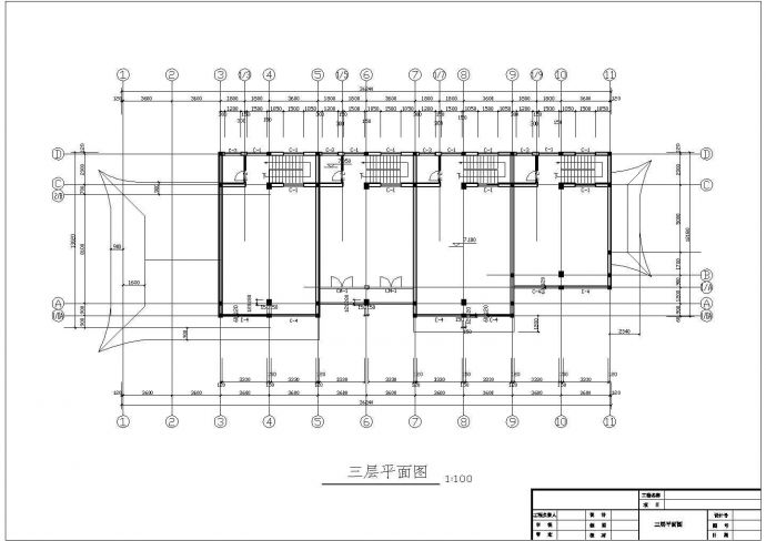 扬州市某商业街2800平米3层框架结构仿古商业楼建筑设计CAD图纸_图1