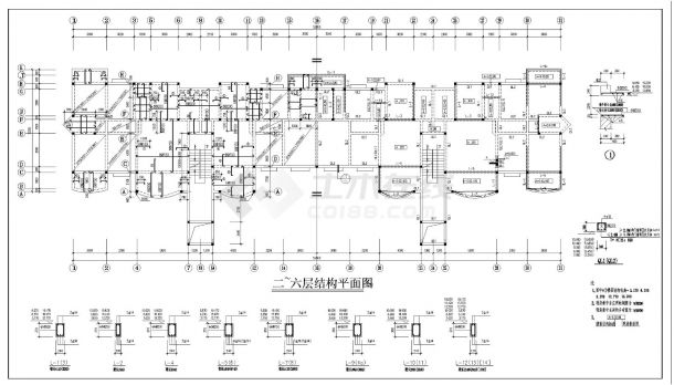 某市区住宅楼砖混建筑结构布置CAD规划详图-图二