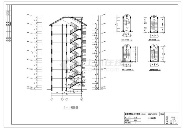 某小区七层住宅楼建筑设计施工cad图纸-图二