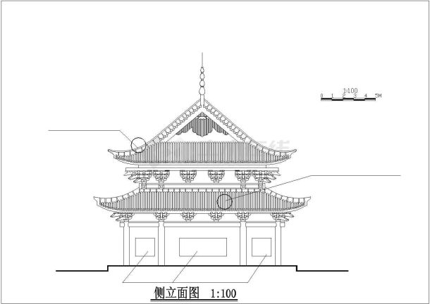 镇江市某文化公园3层仿古大殿全套建筑设计CAD图纸-图一