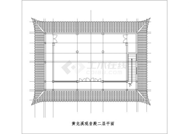 占地140平米2层框架结构仿古寺庙平立面设计CAD图纸-图一