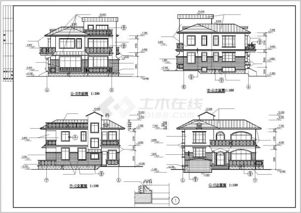 信阳市某现代村镇2层混合结构乡村别墅建筑设计CAD图纸（含天面层）-图二