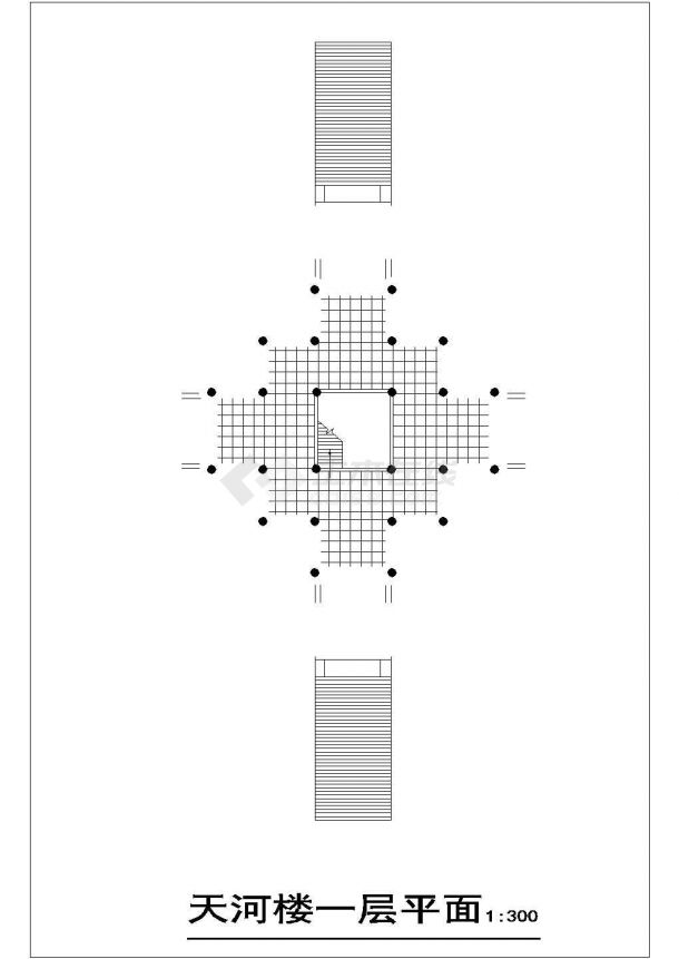 天津市某文化公园2层框混结构仿古观景城楼建筑设计CAD图纸-图一